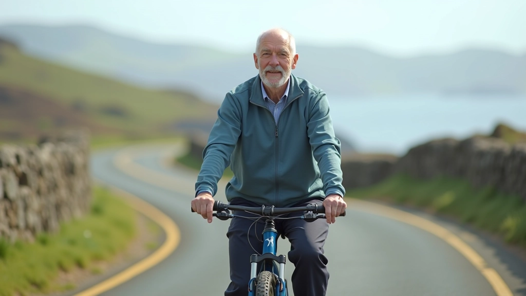 Cyclist demonstrating proper frame geometry and sitting position on hybrid bike, showing upright posture and relaxed shoulder alignment
