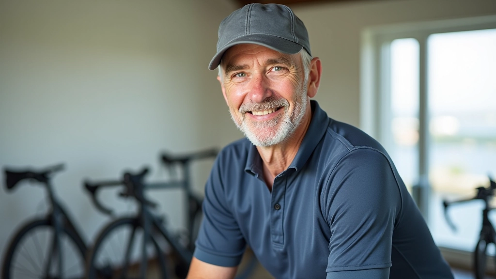 Cycling safety and equipment expert, portrait from chest up, professional setting, natural light