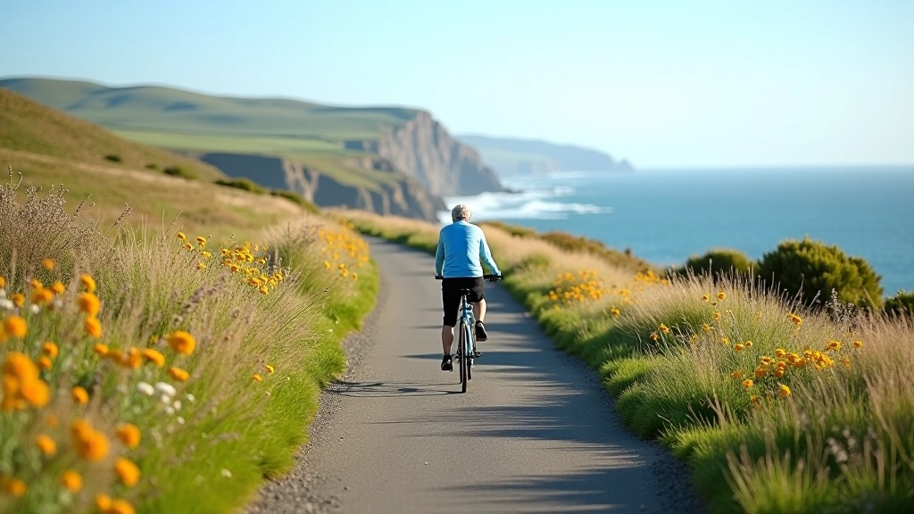 Beautiful cycling path along Achill Island Atlantic coastal route with ocean views