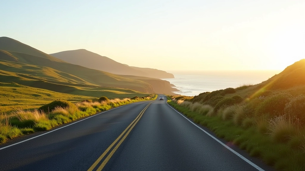 Scenic coastal cycling route with ocean views and green hills along Achill Island Mayo